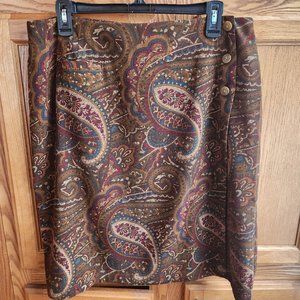Coldwater Creek Women's Brown Paisley Skirt Size 14
